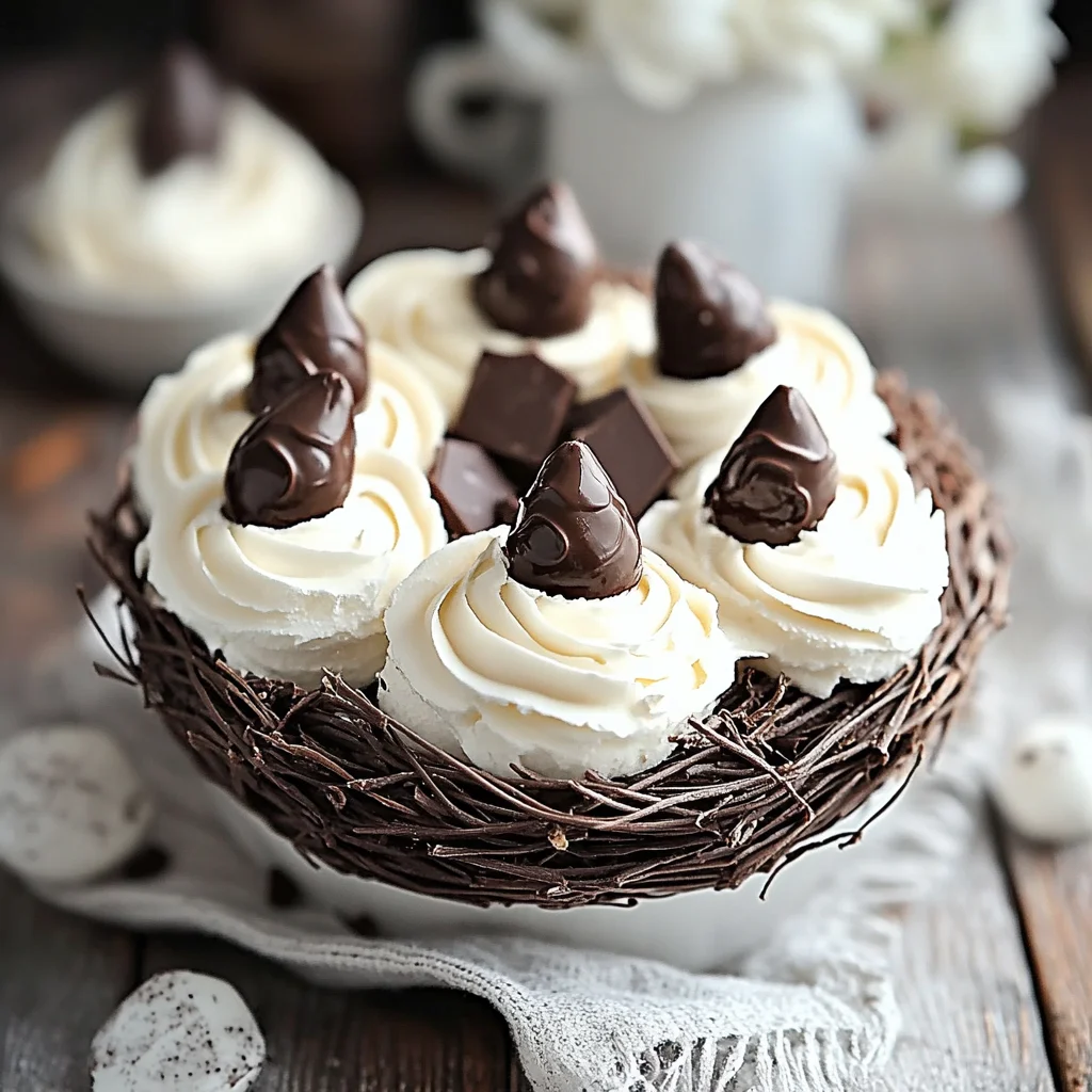 Baiser-Nester mit Schokocreme