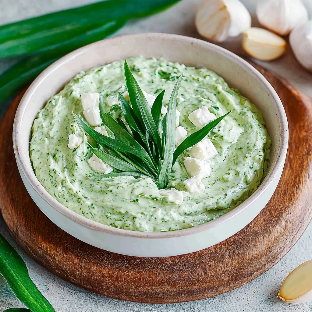 Bärlauch-Dip mit Feta & Frischkäse