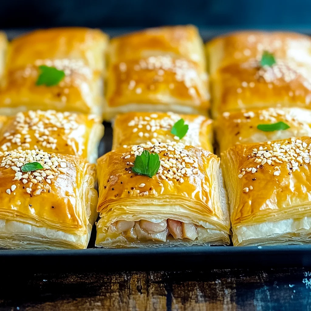 Blätterteig mit HähnchenHähnchenschinken und Käse