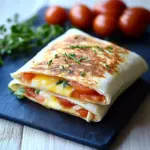 Frühstückswrap mit Ei, Käse und Tomaten