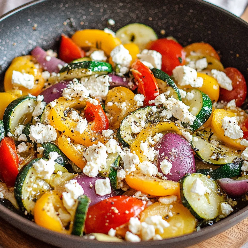 Gemüsepfanne mit Feta - einfach, schnell & lecker