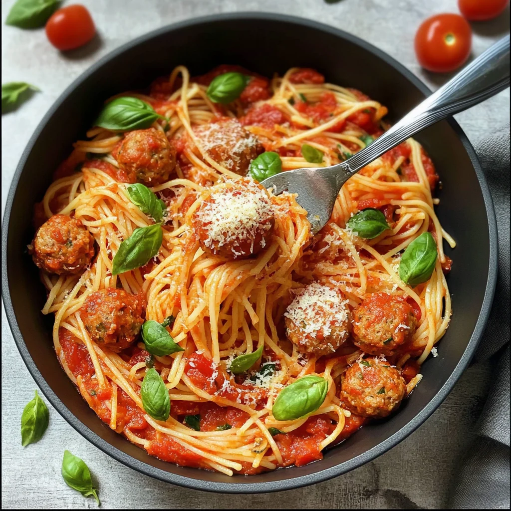 Hackbällchen Pasta Rezept mit Tomatensoße