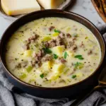 Käse-Lauch-Suppe mit Hackfleisch