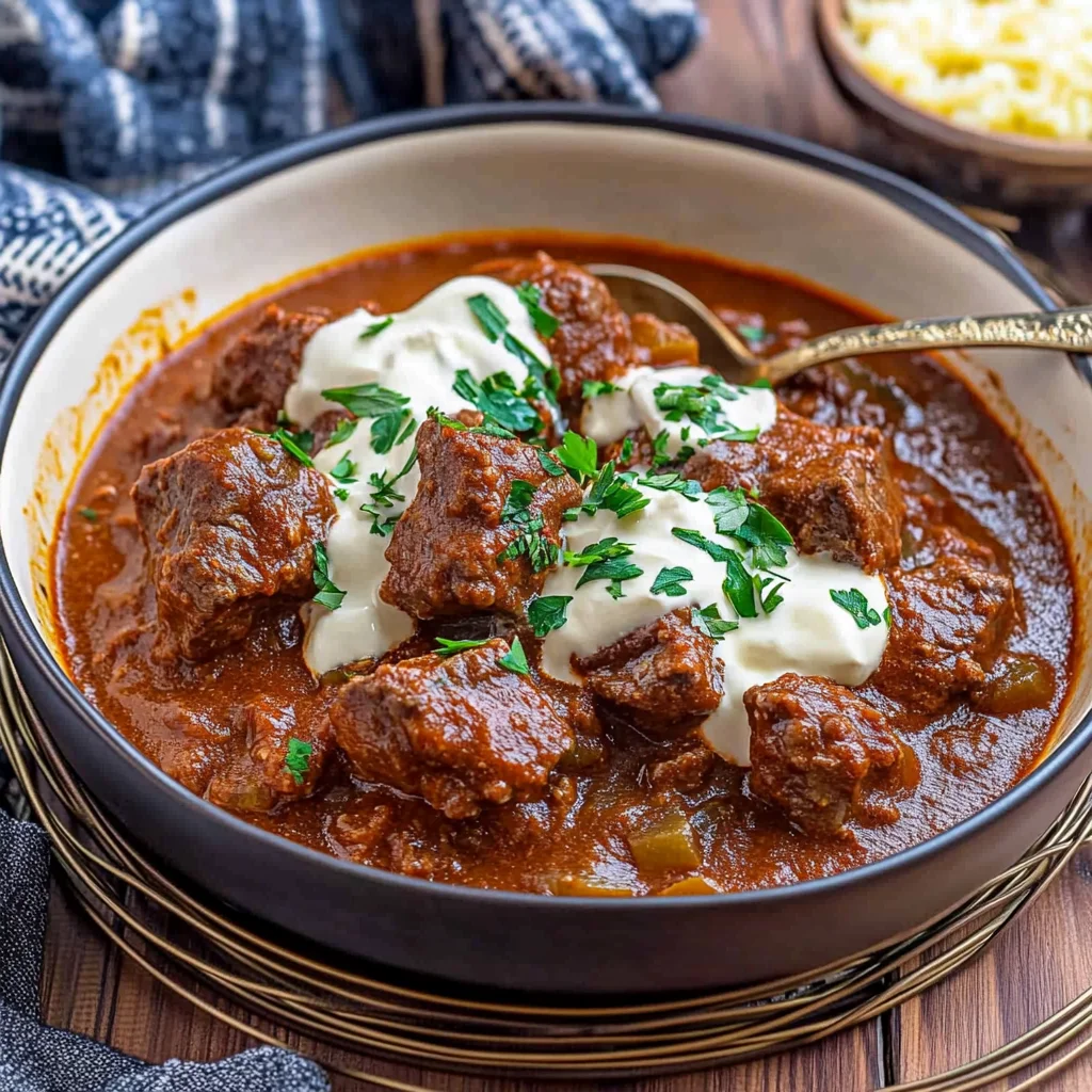 Rindergulasch Rezept mit RotTraubensaft - ganz zart wie von Oma