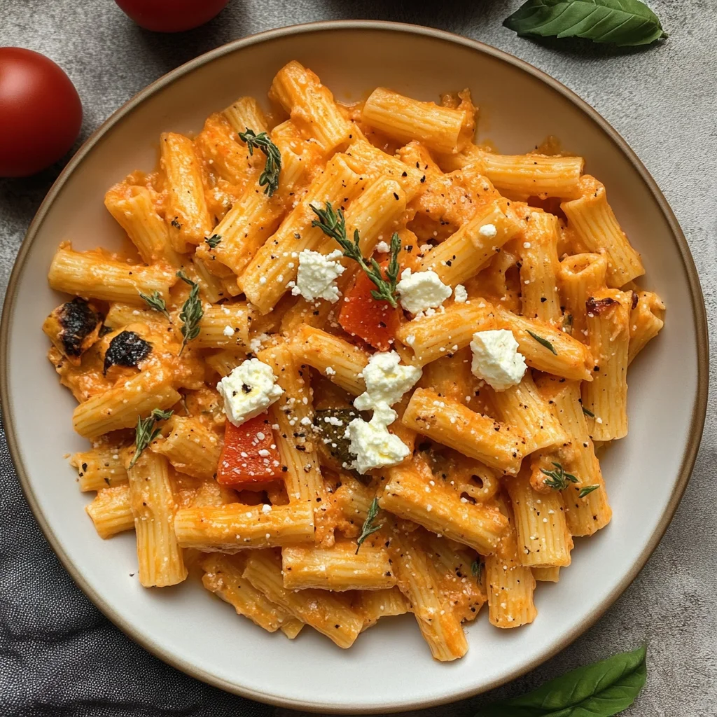 Scharfe Gemüse Feta Pasta