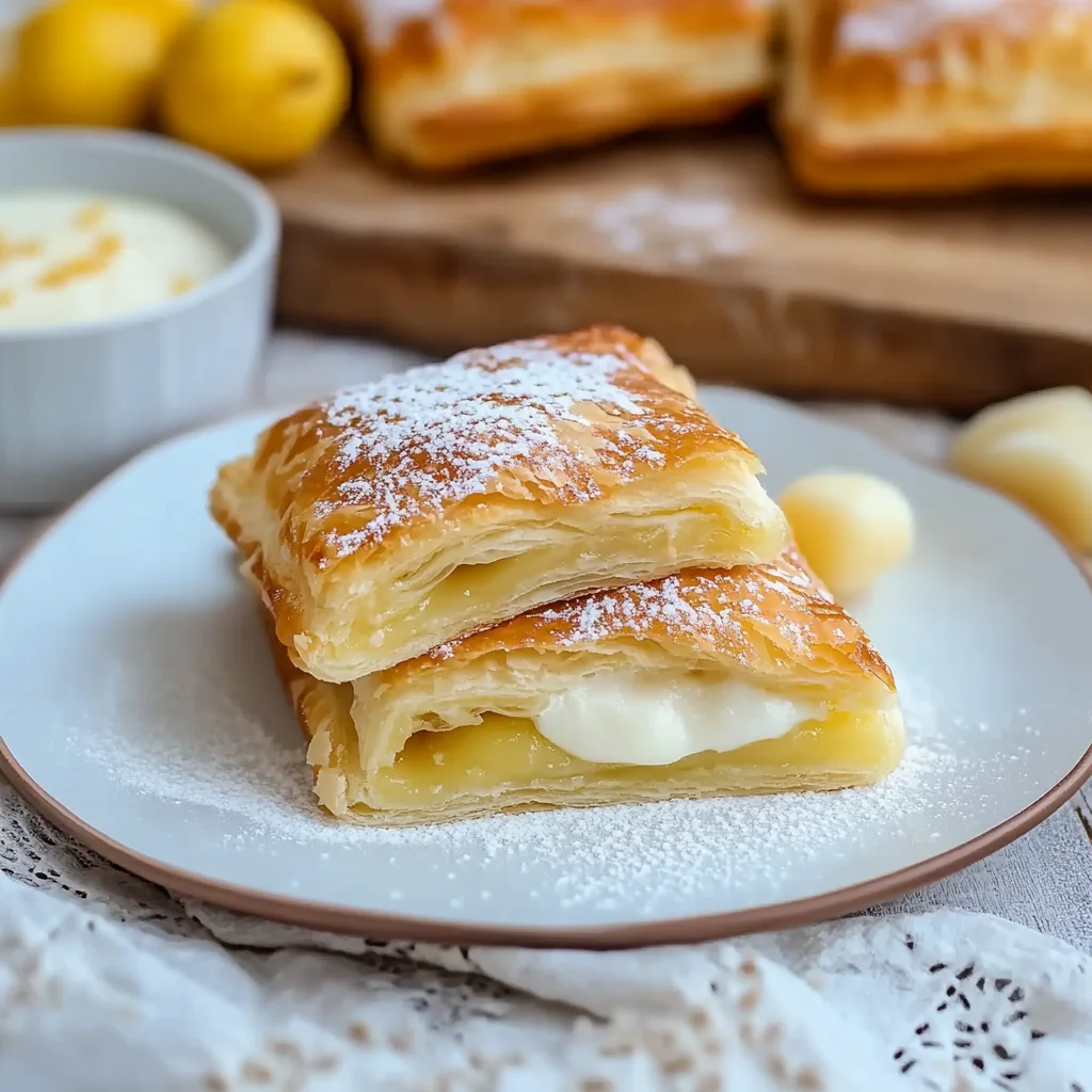 Süße Blätterteig-Teilchen mit Vanillepudding