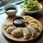 Chinesische Teigtaschen Jiaozi, Dumplings, Pot Sticker-Version