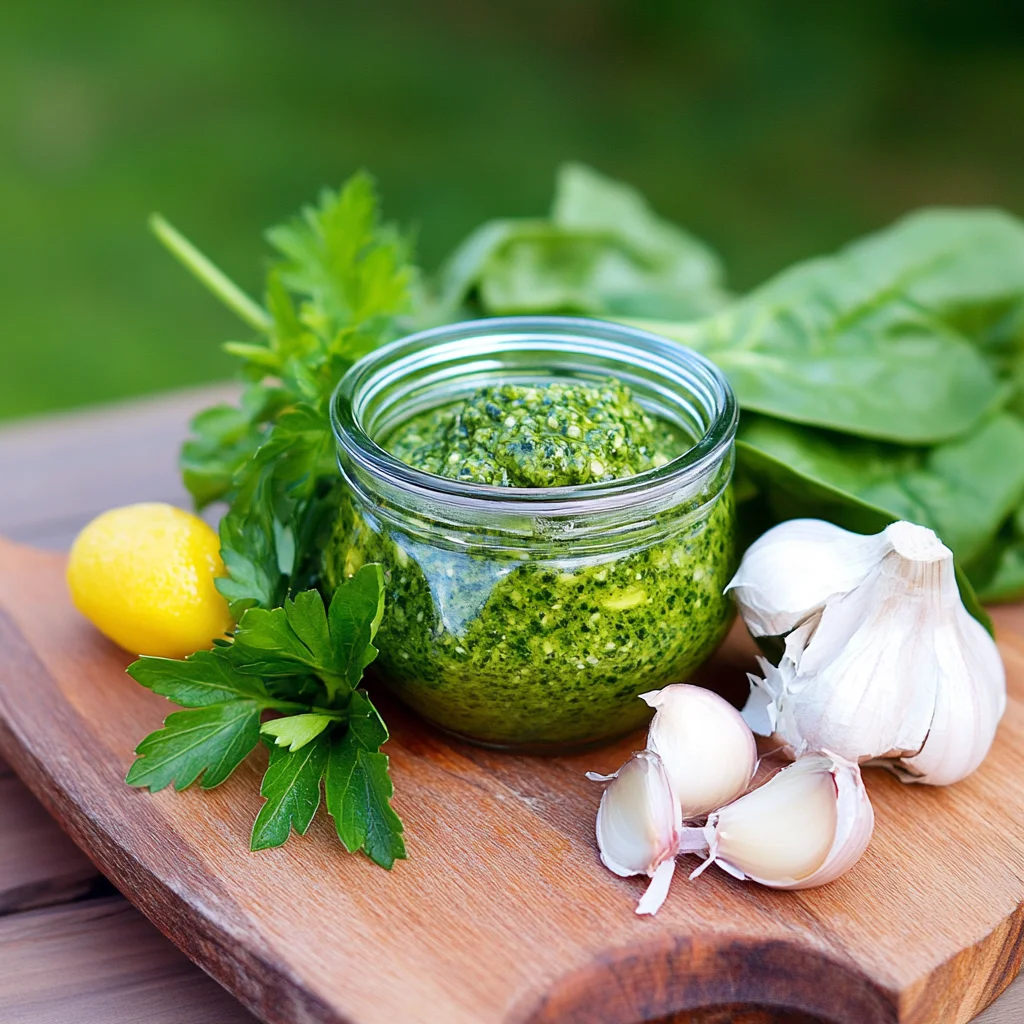 Pesto aus Petersilie und Spinat